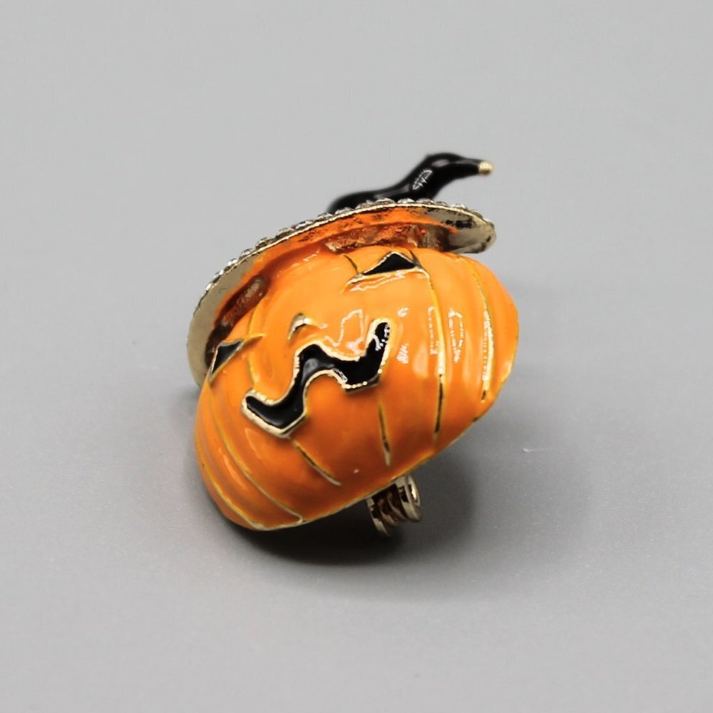 Pumpkin Halloween pin brooch jewelry orange black brand new fashion gold tone - Picture 9 of 11